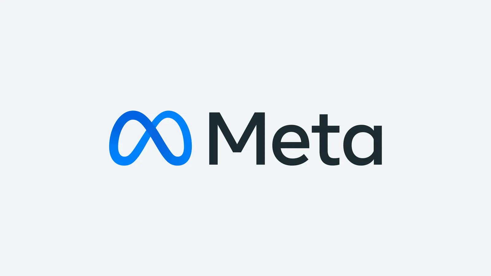 Logotipo de Meta —el símbolo azul del infinito junto a la palabra Meta— sobre fondo gris claro